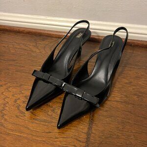 Zara Black Patent Slingback Heels